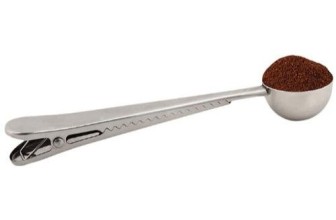 Kikkerland Cafe Clip Stainless Steel Coffee Scooper + Free KarenDeals Microfiber Cleaning Cloth