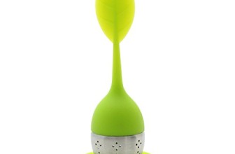 Set of 1 Tea Infuser Leaf Strainer Handle with Steel Ball Silicone Leaf Lid (Green) By Xcellent Global