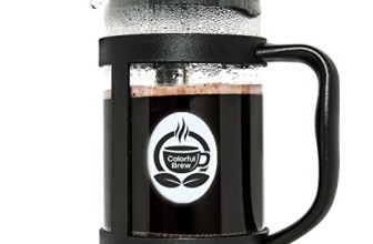 Colorful Brew French Press Made with the Thickest Commercial Grade Glass (2.5mm Thick) – Brews 34 Ounces of Coffee -Stainless Steel Hardware