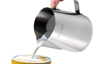 X-Chef Stainless Steel Milk Cup Milk Frothing Pitcher, 20-ounce