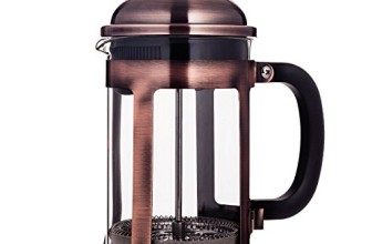 French Press Coffee Maker in Copper Stainless Steel Heat Resistant Glass FDA Approved Mandarin-Gear / Rust Free 28oz/800ml 4 Cups/ 2 Mugs
