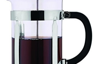 BRU French Press ~ Classic Coffee Tea & Espresso Maker with 34-ounce Heat Resistant Dishwasher Safe Glass – Stainless Steel Plunger and Double Screen Filter