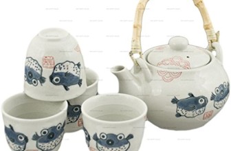 Happy Sales Off White Porcelain Tea Set Blowfish Design