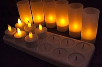 Lily’s Home® LED Rechargeable Flameless Tea Light Candles with Diffused Votives. Set of 12