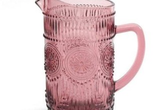 The Pioneer Woman Adeline 1.59-Liter Glass Ice Tea Water Pitcher Bar Drinkware, Plum