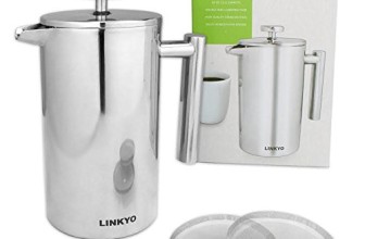 LINKYO Gourmet French Press – Stainless Steel Coffee Maker (34oz, 1L)