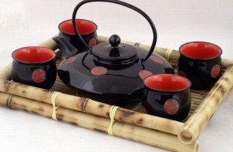 Contemporary Art Decor Porcelain tea set 5 pcs In Wooden Gift Box