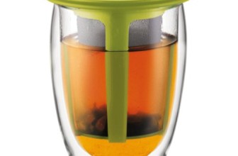 Bodum 12-Ounce Tea for One, Double Wall Glass with Strainer, Green