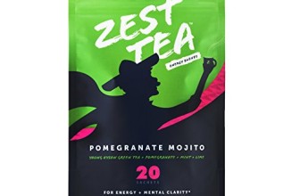 Pomegranate Mojito Green Energy Tea – Healthy Coffee Substitute – 140 mg caffeine per cup (20 Sachets) (50 g)