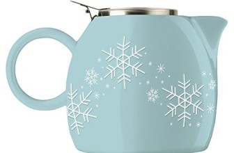 Tea Forte PUGG 24oz Ceramic Teapot with Improved Stainless Tea Infuser, Loose Leaf Tea Steeping For Two, Snowflake