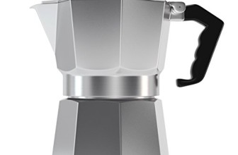 Classic 6 Cup Capacity Stovetop Italian Moka Espresso Maker. Best Polished Aluminium Pot for Christmas Present or Gifts with Permanent Filter, Heat Resistant Handle & Large Water Pot. Ideal to Brew Coffee in Your Home Kitchen and Serve in Your Mug