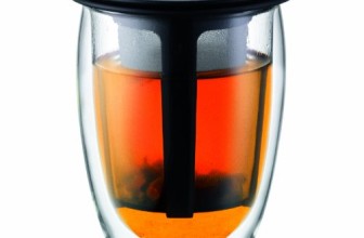 Bodum 12-Ounce Tea for One, Double Wall Glass with Strainer, Black