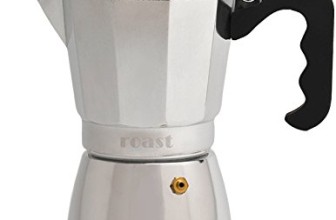 Roast Italian Espresso Coffee Maker Moka Pot Express – 6 Espresso-Cup, Rubber Handle, Rounded Base