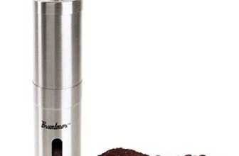 Bruntmor, Portable Slim Ceramic Burr Manual Coffee Grinder, 18/10 Stainless Steel – Aeropress Compatible