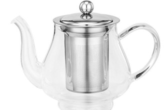 VonShef 25-Oz Glass & Stainless Steel Infusion Tea Pot Loose Tea Leaf Infuser Teapot