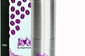 The Purple Tractor Manual Coffee Grinder, Stainless Steel With Ceramic Burr for Consistency