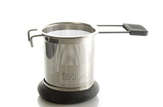 makeTEA Stainless Steel Tea Strainer Infuser w/ Metal Dish