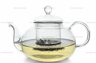 Happy Sales 28 oz Clear Heat Resistant Borosilicate Glass Teapot & Infuser for loose tea