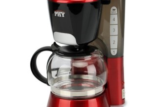 PHY 4-cup/0.6l Switch Espresso Coffee Maker / Coffeemaker with Glass Carafe & Permanent Filter & Semi Transparent Water Tank, Red