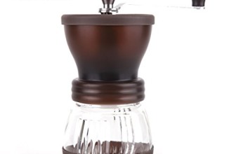 RC Manual Ceramic Burr Coffee Grinder, Hand-crank Coffee Mill (Brown)