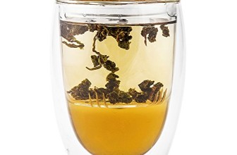 Tea Infuser Cup With Double Wall Glass Design, Strainer and Lid by Immortalitea ~ Perfect Way to Brew Loose Leaf Teas ~ 10 oz