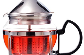 GROSCHE Preston Personal Glass Teapot 600 ml / 20.3 fl oz With All Stainless Steel Drop Down Tea Infuser System