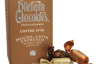 Coffee Trio Truffle Crèmes in Dark & Milk Chocolate – Mocha, Latte & Espresso – 10oz Gift Box – by Dilettante (3 Pack)