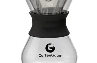 BEST Pour Over Coffee Maker For Perfect Drip Coffee. 1-2 Cup 10z Carafe by Coffee Gator with Permanent Stainless Steel Filter – Never buy another paper filter again! (Medium, Black)