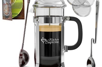 French Press Coffee & Tea Maker Complete Bundle | 8-Cups, 34 Oz | Best Coffee Press Pot with Stainless Steel & Heat Resistant Glass