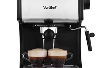 VonShef Premium Stainless Steel 1050W 15 Pump Espresso Coffee Maker Machine With Cup Warming Plate
