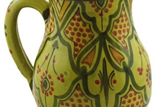 Moroccan Pitchers Sangria Handmade Ceramic Carafe Beverage Dispenser Jar Cooler Easy Pour 58 Oz Large
