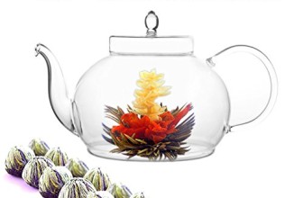 Blooming Flower Tea Set 45 Oz Glass Teapot Includes 12 Tea Blooms