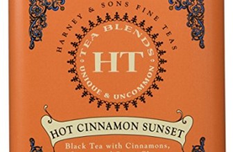 Harney and Sons Hot Cinnamon Sunset, Flavored Black 20 Sachets per Tin