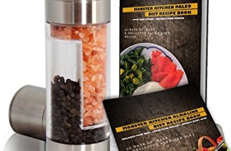 October Sale! Salt and Pepper Grinder Set- Salt and Pepper Mill Shaker Set with Stainless Steel – clear Acrylic Body and Ceramic Grinding mechanism by Monster Kitchen. Get a Recipe ebook as Gift. Savor the flavor of freshly ground spices NOW.