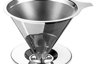 Osaka Stainless Steel Pour Over Cone Dripper, Reusable Coffee Filter with Cup Stand “Kinkaku-ji”
