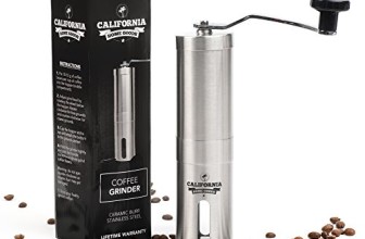 California Home Goods Manual Coffee Grinder with Ceramic Burr, Stainless Steel Coffee Mill