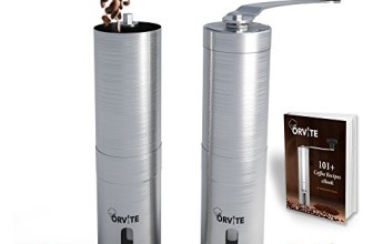 Orvite Ceramic Burr Manual Coffee Grinder – Portable Stainless Steel Conical Mill with Hand Crank- Aeropress & Espresso Compatible