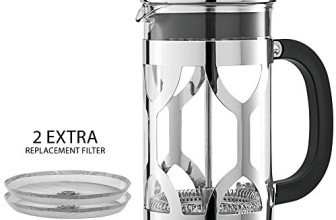 Chef’s Star French Press ~ Best Espresso Coffee Maker – 8 Cup – Pyrex Heat Resistant Glass – Chrome Finish -Triple Screen Filter + Bonus 2 Extra Screen Filters!