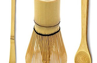 Bamboo Whisk, Hooked Bamboo Scoop and Small Bamboo Spoon – Matcha Tea Whisk for Matcha Tea Preparation – MatchaDNA Brand – Traditional Matcha Whisk Made from Durable and Sustainable Golden Bamboo