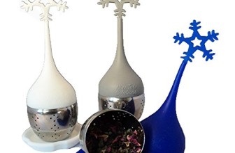Ni•ce•Tea Solutions Silicone Loose Leaf Tea Infusers, with Drip Tray Exclusive Snowflake Design