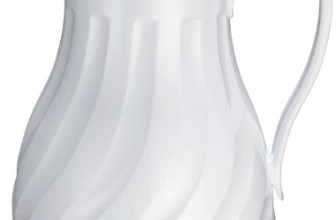 Winco Push Button Insulated Beverage Server with Swirl Design, 20-Ounce, White