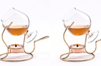 Old Dutch 7 by 4-Inch Brandy Warmer with Tea Light and Glass Snifter, Copper, Set 2