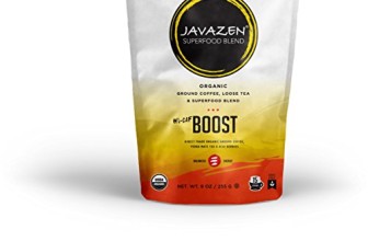 Javazen Hi-Caf Boost (Organic Dark Roast Coffee + Yerba Mate + Acai Berry) Superfood + Coffee + Tea Energy Blend
