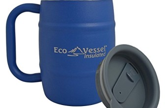 Eco Vessel Double Barrel Insulated Stainless Steel Beer/Coffee Mug with Lid, Hudson Blue, 17 oz/500ml