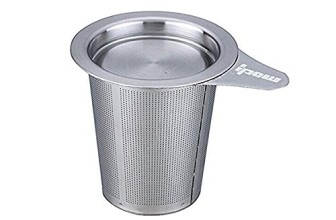 Ipow Brew-in-mug Teapot Extra Fine Mesh Tea Strainer Infuser Steeper with Lid and Handle for Loose Leaf Grain Tea Cups, Mugs, and Pots