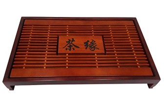 Artpot High Quality Reservoir Type Bamboo Tea Tray Tea Edge Bamboo Gongfu Teatray Chinese Kungfu Tea Set 16.9*11.8*2.4 Inch