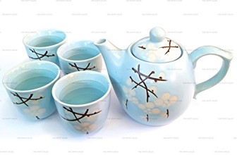 Happy Sales Light Blue Cherry Blossom Porcelain Tea Set