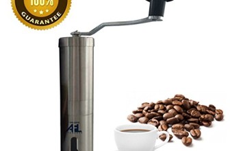 Hand Coffee Grinder Stainless Steel – Excellent Manual Crank Mill From I Love Coffee AFL Products. Take Our Portable Travel Burr Bean Grinders to Work / Camping / Outdoors – Compact Quiet Easy to Clean with Free Brush and Bag. Aeropress Compatible. Have Your Fresh Coffee Wherever You Want!