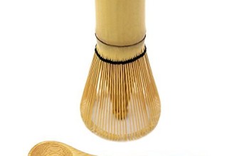 Bamboo Matcha Tea Whisk (Chasen) and Small Bamboo Spoon for preparing Matcha – MatchaDNA Brand – Handcrafted Bamboo Whisk and Bamboo Spoon from one piece of bamboo