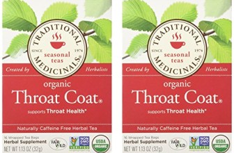 Traditional Medicinals Organic Throat Coat- Caffeine Free- 2 Pack (Total of 32 Tea Bags)